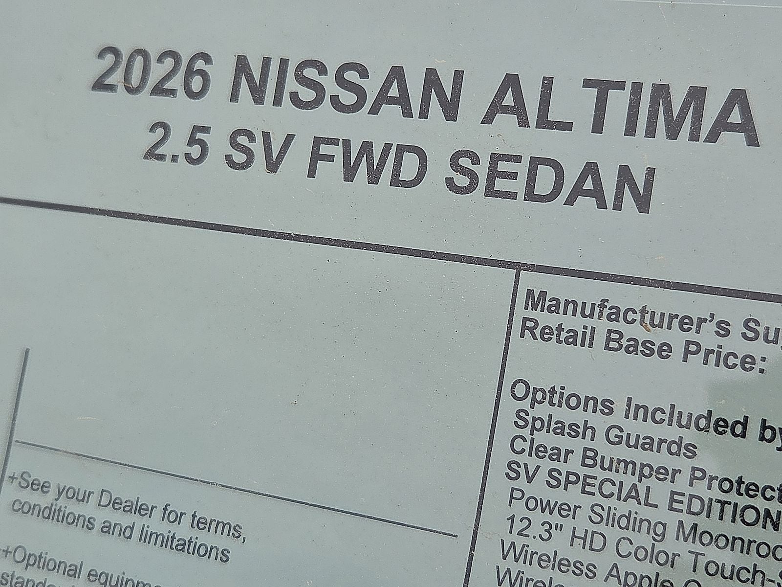 2026 Nissan Altima SV Special Edition