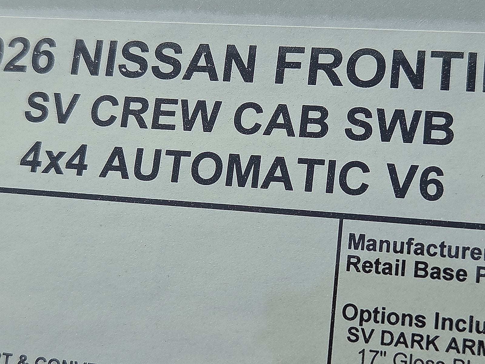 2026 Nissan Frontier Crew Cab SV