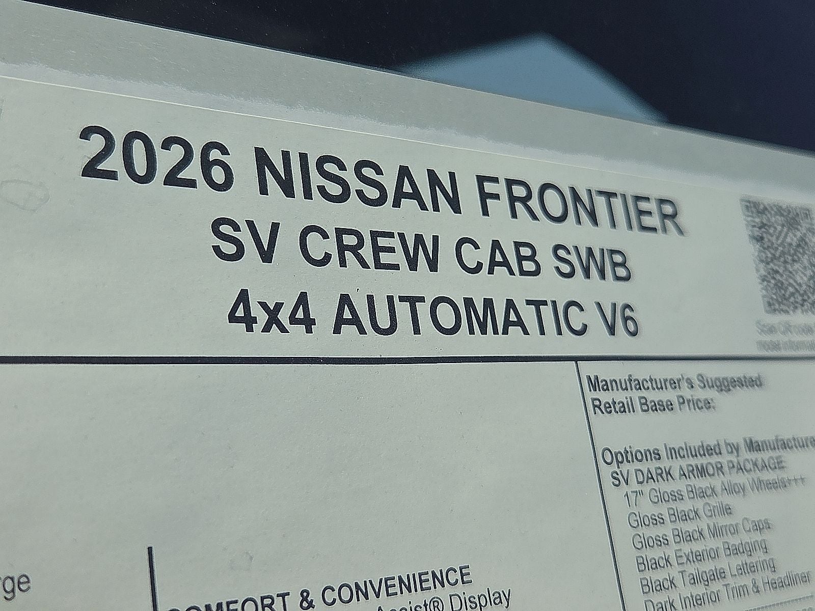 2026 Nissan Frontier Crew Cab SV