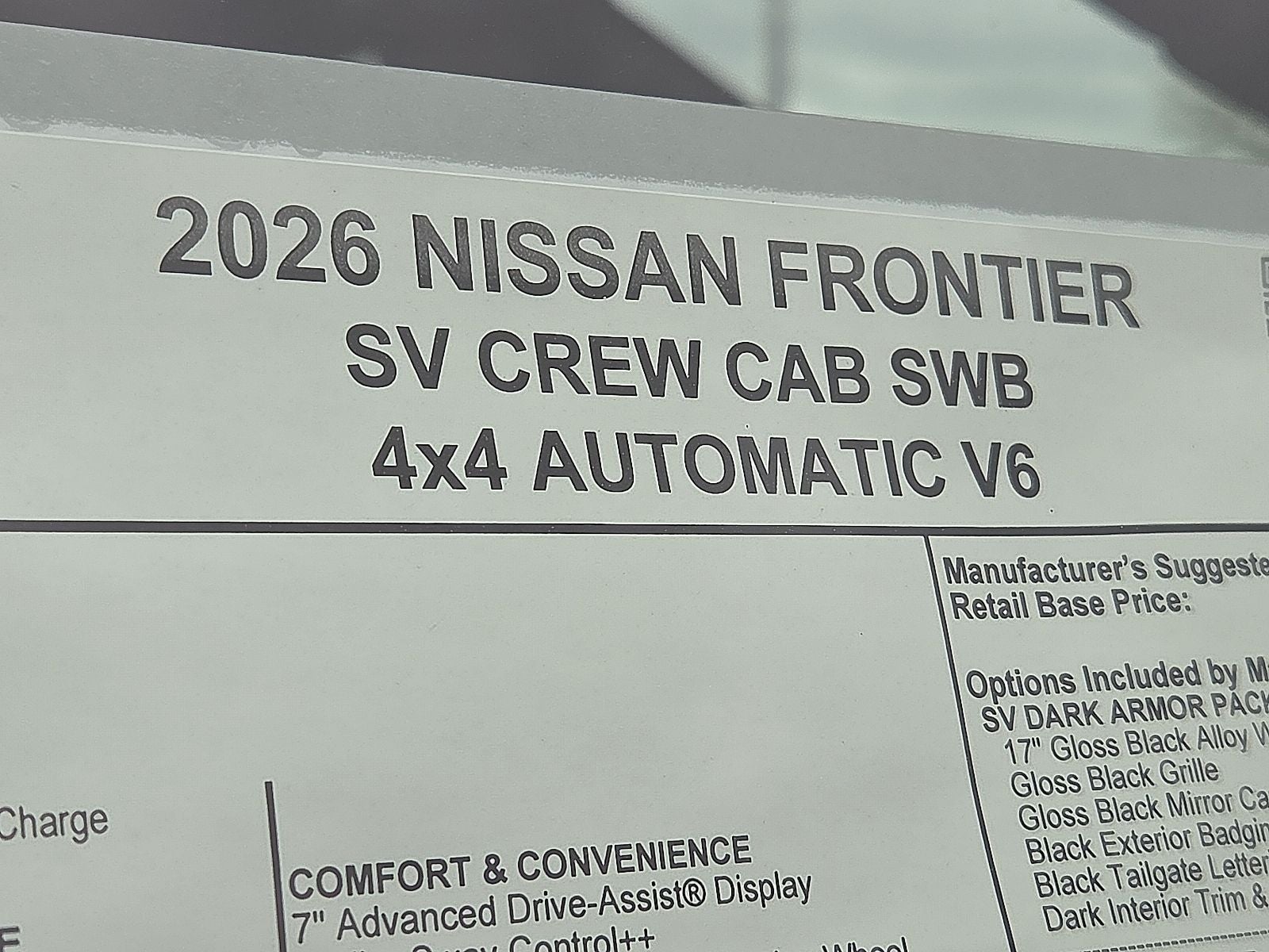 2026 Nissan Frontier Crew Cab SV