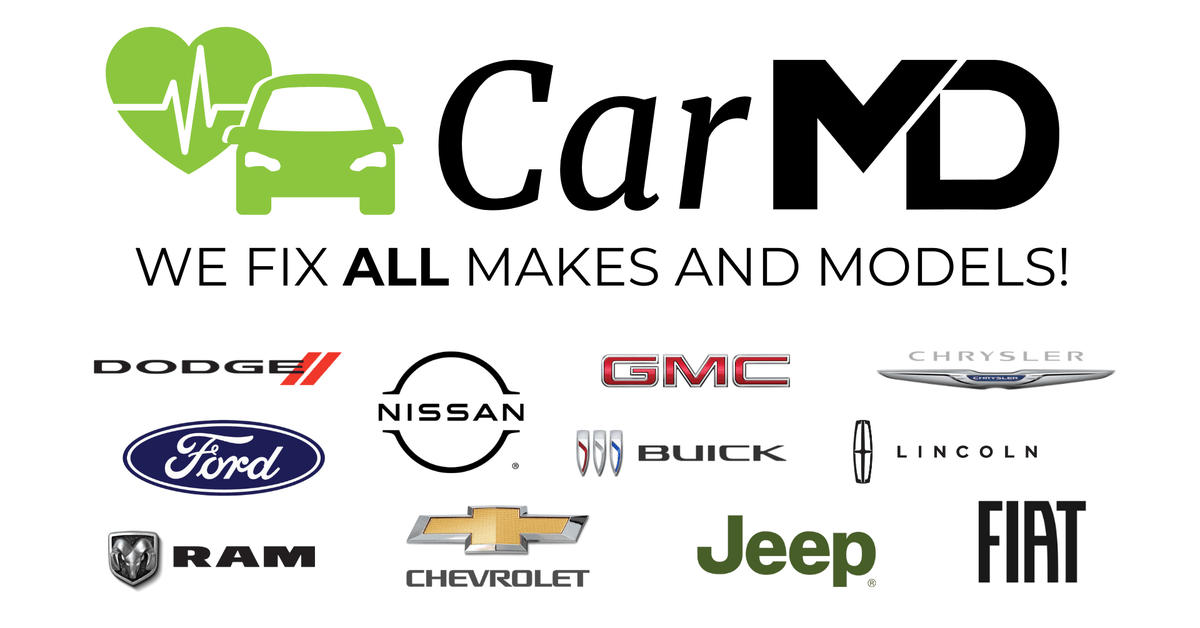 A banner image with the McLarty Daniel CarMD logo saying "We fix all makes and models." Additionally, there are logos for each manufacturer McLarty Daniel sells new: Buick, Chevrolet, Chrysler, Dodge, Fiat, Ford, GMC, Jeep, Lincoln, Nissan, and Ram. 